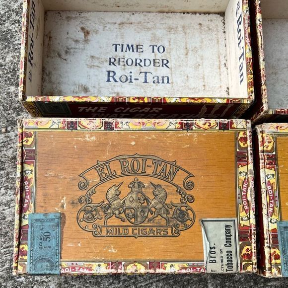 Vintage 4 El Roi-Tan Cigar Box The Cigar that Breathes Fresh Bankers Mild Cigars - Picture 3 of 9